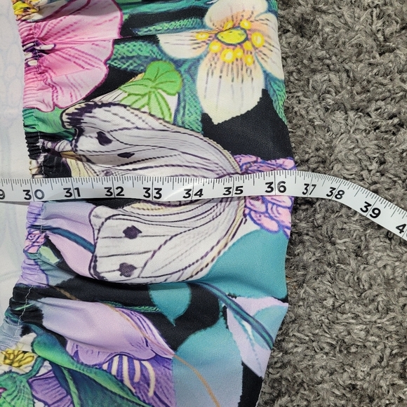 Hummingbird Floral Round Fitted Tablecloth with Elastic Waterproof Fitted Purple - Picture 6 of 6